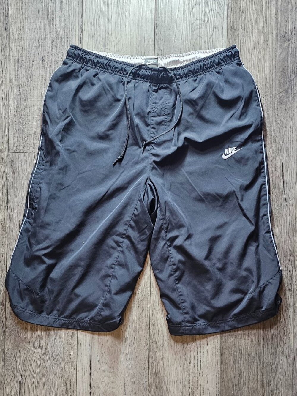 Vintage Baggy Nike Mens XL Grey Lined Windbreaker Track Shorts Piping